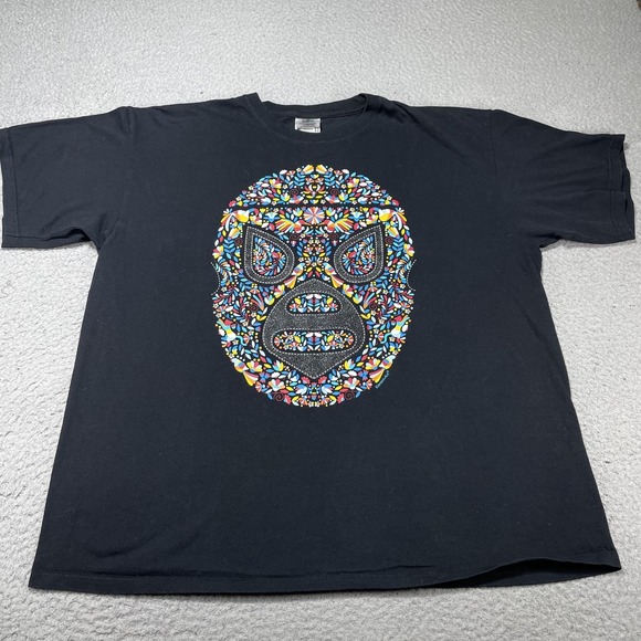 Karani Art Other - Karani Art Shirt Mens 2XL Black Lucha Libre Mask Graphic Tee Cozumel Mexico